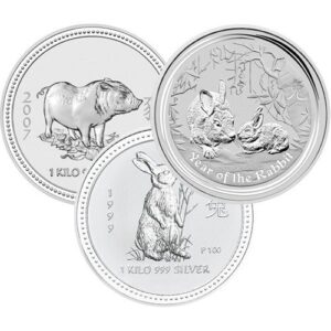 1 Kilo Australian Silver Lunar Coins (Random Year, Varied Design)