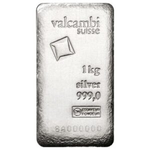1 Kilo Valcambi Antique Finish Cast Silver Bar (New w/ Assay)
