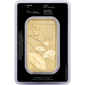 1 oz British James Bond Diamonds Are Forever Gold Bar (New w/ Assay)