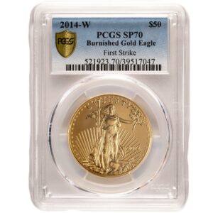 1 oz Burnished American Gold Eagle Coin MS/SP70 (Random Year, Varied Label, PCGS or NGC)