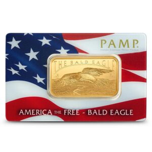 1 oz PAMP Suisse America the Free Bald Eagle Gold Bar (New, w/ Assay)