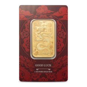 1 oz PAMP Suisse Gold Good Luck Yellow Dragon Bar (New w/Assay)