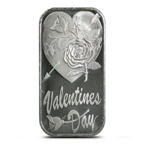 1 oz SilverTowne Happy Valentine’s Day Roses Silver Bar (New)