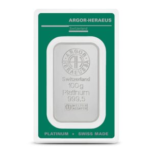 100 Gram Argor Heraeus Platinum Bar (New w/ Assay)