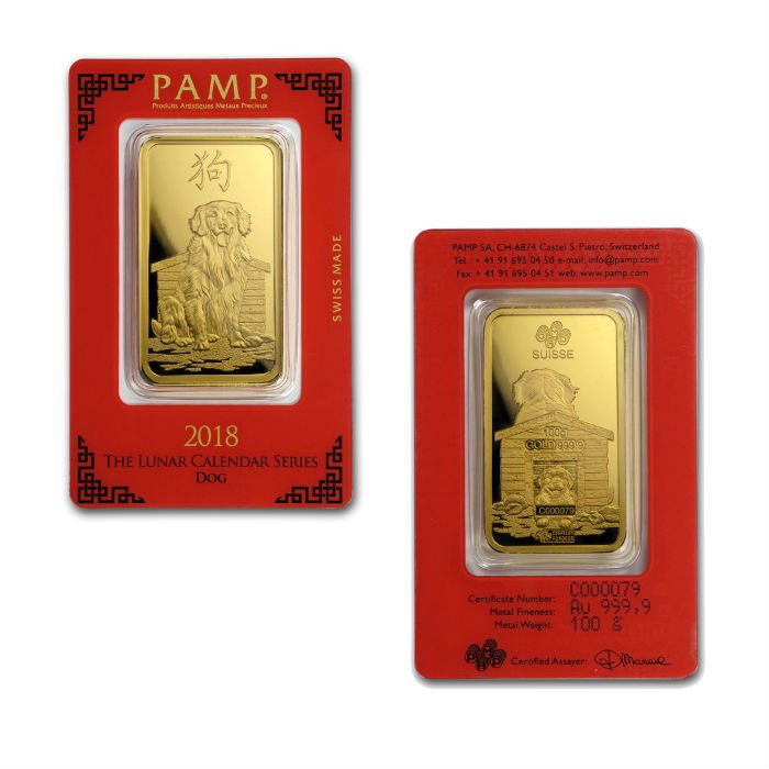 100 Gram PAMP Suisse Lunar Dog Gol