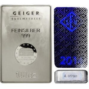 100 oz Geiger Security Line Silver Bar