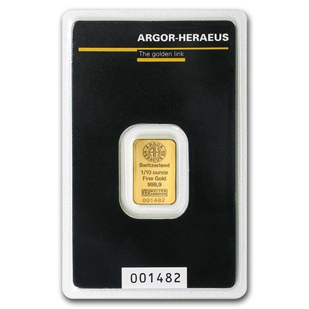 1/10 oz Argor Heraeus Gold Bar For