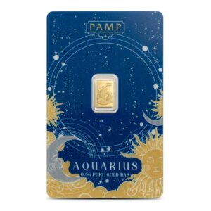 1/2 Gram PAMP Suisse Zodiac Aquarius Gold Bar (New w/ Assay)