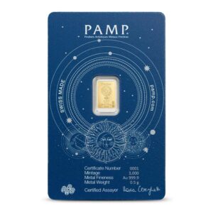 1/2 Gram PAMP Suisse Zodiac Aries Gold Bar (New w/ Assay)