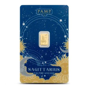 1/2 Gram PAMP Suisse Zodiac Sagittarius Gold Bar (New w/ Assay)