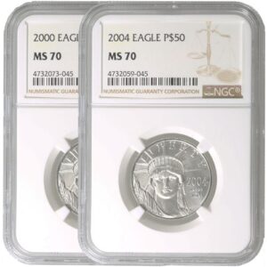 1/2 oz American Platinum Eagle Coin NGC MS70 (Random Year)