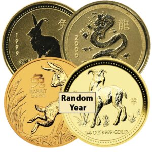 1/4 oz Australian Lunar Gold Coins (Random Year, Varied Design, In Capsule)