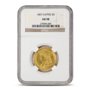 1807 $5 Capped Bust Gold Half Eagle Coin NGC AU58