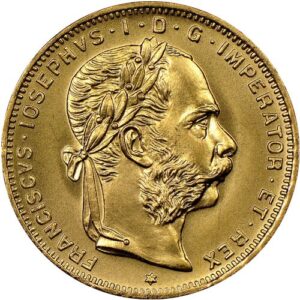 1892 20 Francs / 8 Florin Austrian Gold Coin (Avg. Circulated)