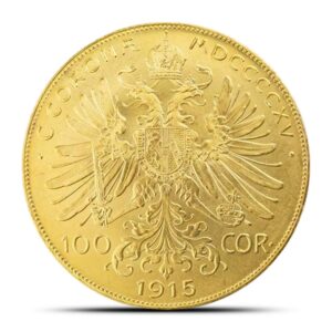 1915 100 Corona Austrian Gold Coin (AU+, Restrike)