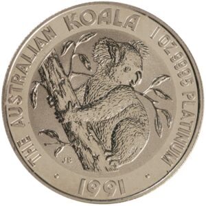 1991 1 oz Australian Platinum Koala Coin
