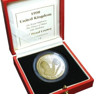 1998 Proof £5 Gold Crown Coin Prince Charles 50th Birthday Boxed