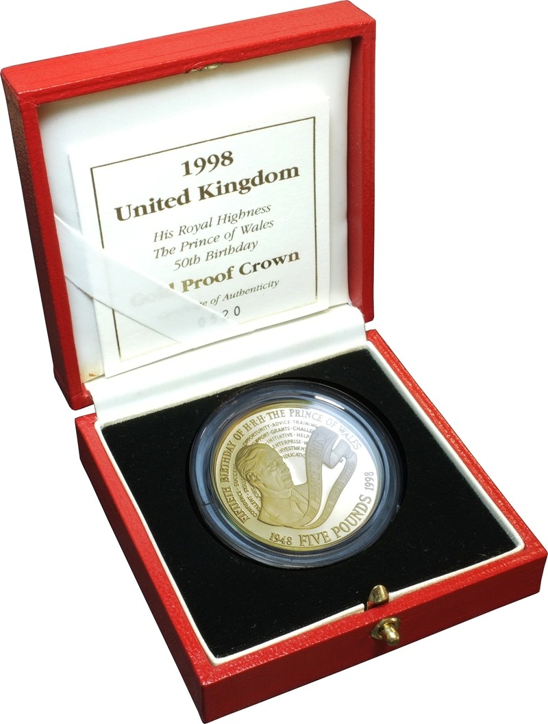 1998 Proof £5 Gold Crown Coin Prince