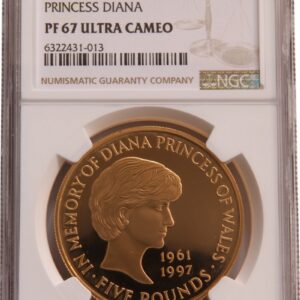 1999 Proof £5 Gold Crown Coin Diana Princess of Wales Memorial NGC PF67