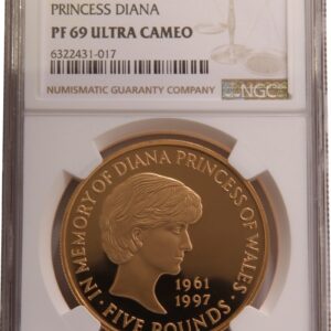 1999 Proof Gold Crown £5 Coin Diana Princess of Wales Memorial NGC PF69