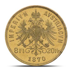 20 Francs / 8 Florin Austrian Gold Coin (Avg. Circulated)