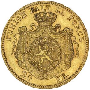 20 Francs Belgium Gold Coin For Sale (Circulated)