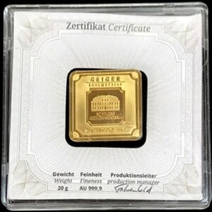Buy 20 Gram Geiger Square Gold Bar (New w/ Assay)