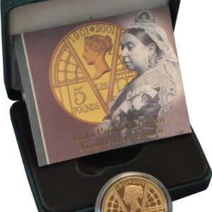 2001 Proof Gold Crown £5 Coin 100th Victoria Anniversary Boxed