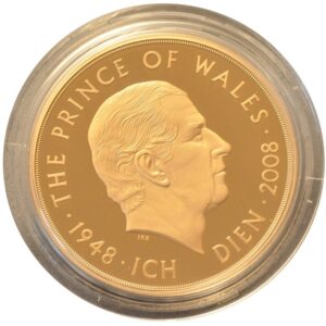 2008 Proof Gold Crown £5 Coin Prince of Wales 60th Birthday Boxed