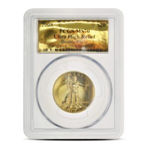 2009 Ultra High Relief Gold Double Eagle Coin MS70 (Varied Label, PCGS or NGC)