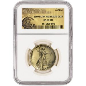 2009 Ultra High Relief Gold Double Eagle Coin NGC MS69 (Varied Label)
