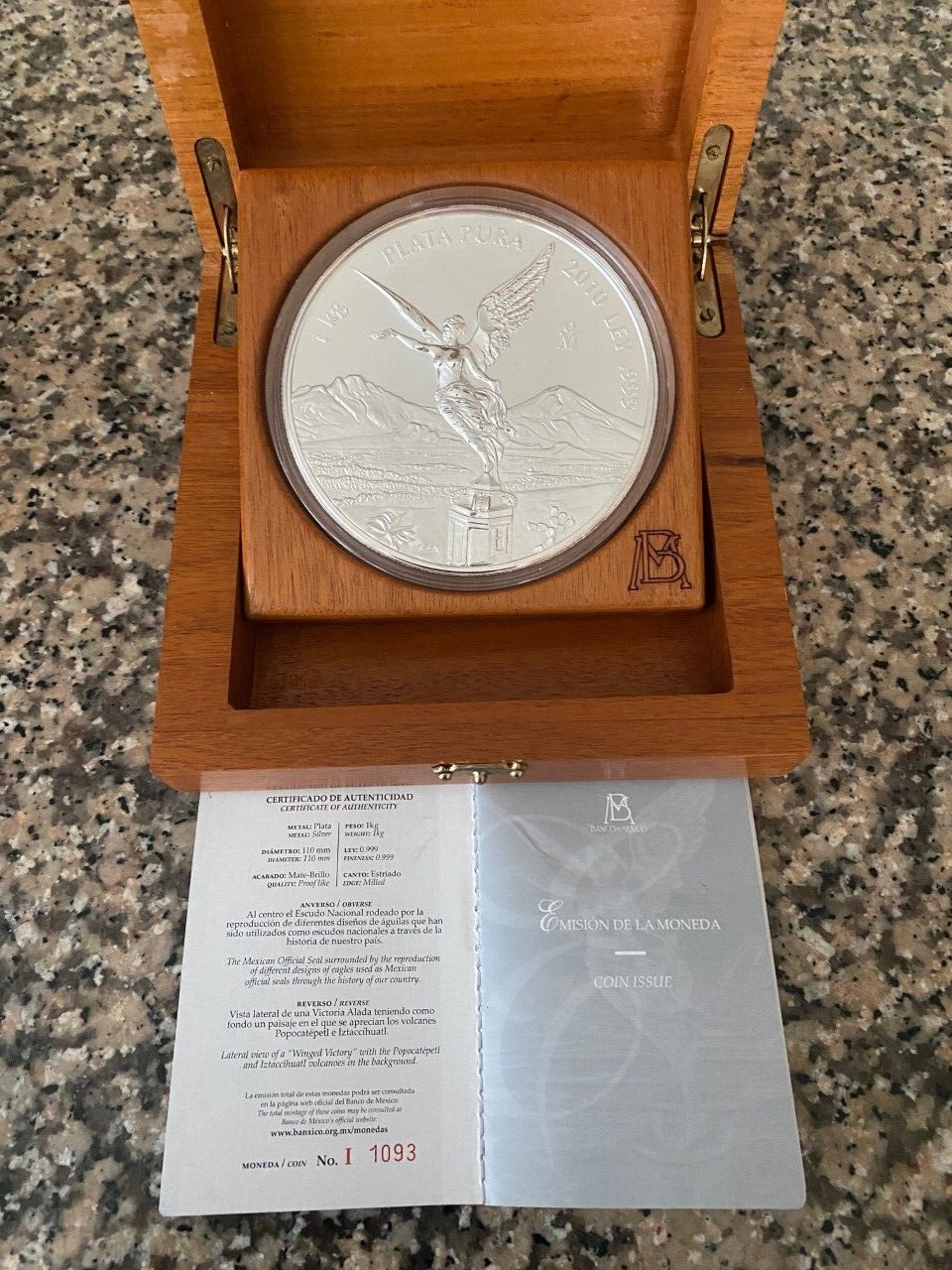 2010 1 Kilo Reverse Proof Mexican Si