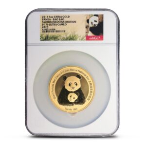 2015 5 oz Proof Chinese Gold Smithsonian Institution Panda Medal Coin NGC PF70 UCAM