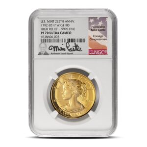 2017-W 1 oz Proof American Gold 225th Anniversary Liberty Coin NGC PF70 (Varied Label)