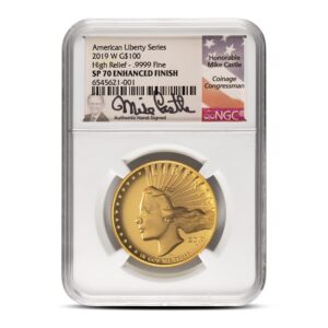 2019-W 1 oz Enhanced Finish High Relief American Liberty Gold Coin NGC SP70 (Varied Label)
