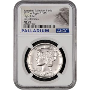 2020-W 1 oz Burnished American Palladium Eagle Coin NGC MS70 ER