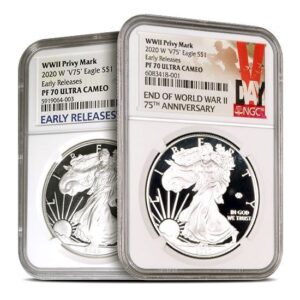 2020-W 1 oz V75 Privy Proof American Silver Eagle Coin NGC PF70 ER