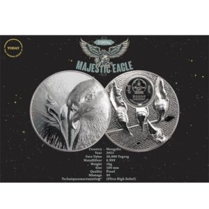 2021 1 Kilo Proof Mongolia Silver Majestic Eagle Coin (Box + CoA)