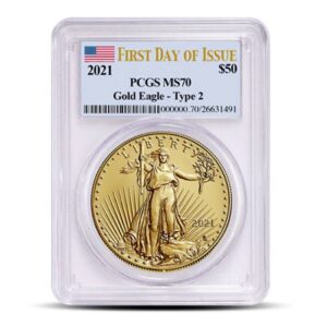 2021 1 oz American Gold Eagle Coin PCGS MS70 FDOI (Type 2)