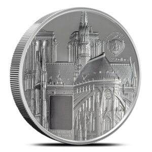 2021 5 oz Proof Palau Tiffany Art Metropolis Notre-Dame de Paris Silver Coin (Box + CoA)