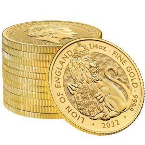 2022 1/4 oz British Gold Tudor Beasts Lion of England Coin (BU)