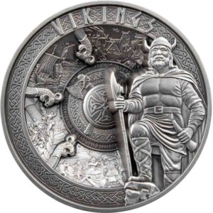 2023 1 Kilo Antique Samoa Silver Vikings Coin (Box + CoA)