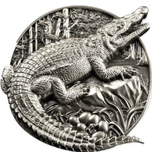 2023 5 oz Antique Burundi Silver Protecting Wildlife Crocodile Coin (Box + CoA)