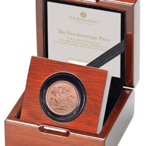 2023 Gold £5 Coin Quintuple Sovereign King Charles III Coronation Brilliant Uncirculated Boxed