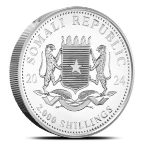 2024 1 Kilo Somalia Silver African Wildlife Leopard Coin (BU)