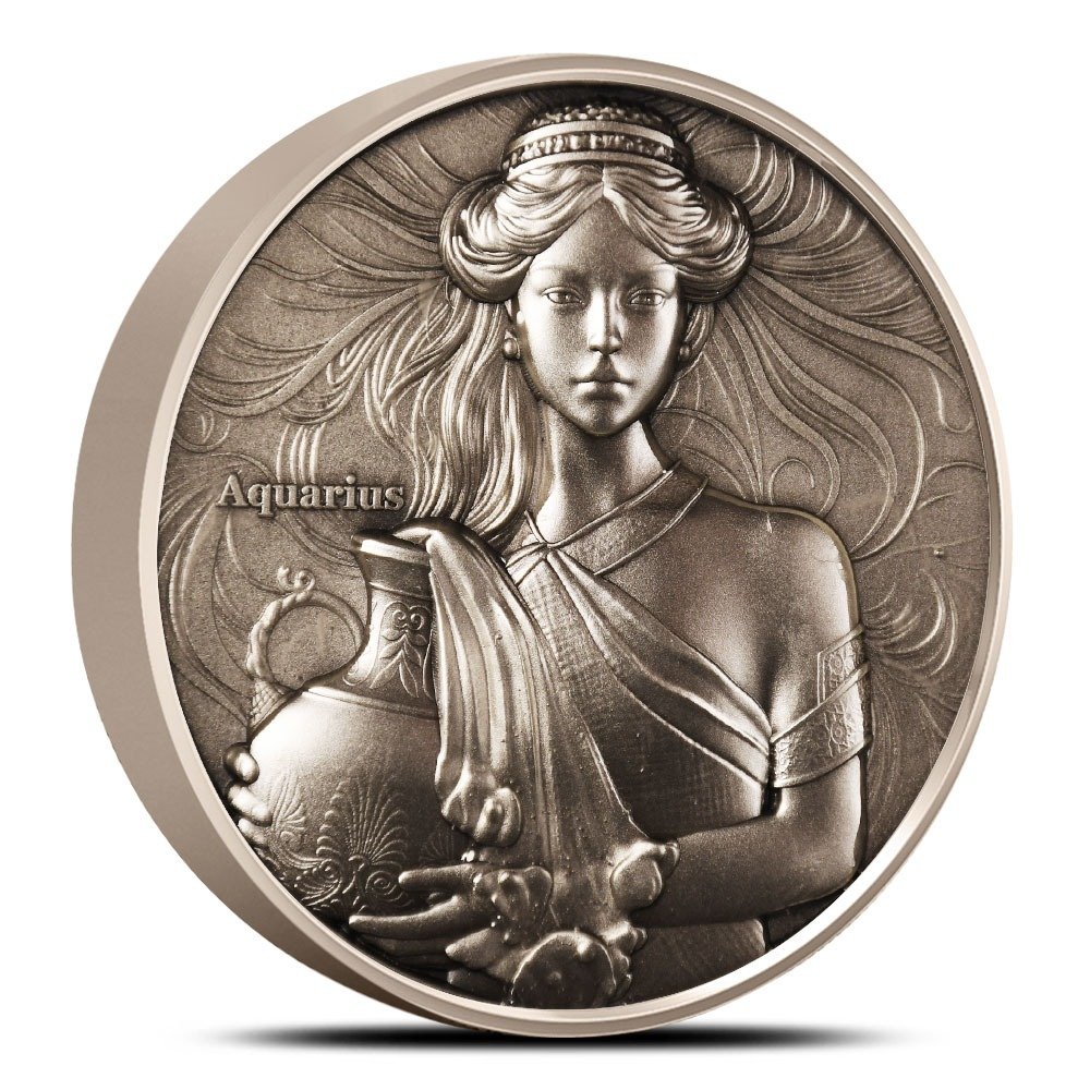2024 5 oz Antique Niue Silver Aquari