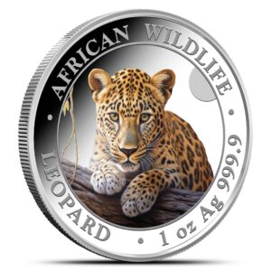 2025 1 oz Colorized Somalia Silver African Wildlife Leopard Coin (BU)