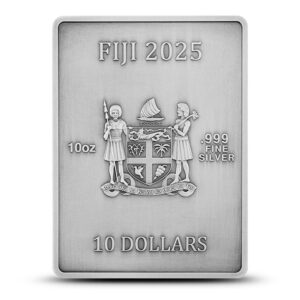 2025 10 oz Antique Fiji Silver Eagle Rectangular Coin (Box + CoA)