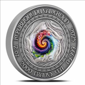 2025 2 oz Antique Cameroon Silver Mermaid Coin (Box + CoA, High Relief)