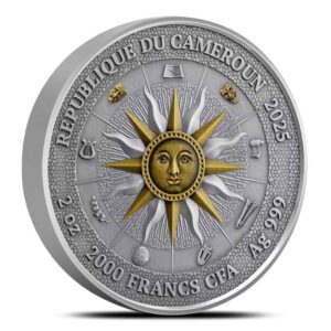 2025 2 oz Colorized Antique Cameroon Silver Melpomene and Thalia Coin (Box + CoA)
